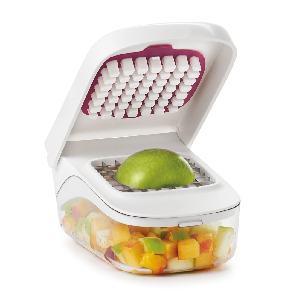 Vegetable chopper with easy pour opening-7