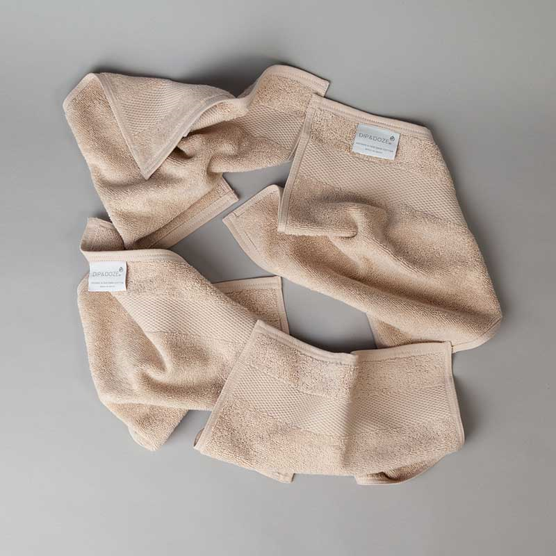 Organic 600gsm Set of 2 Face Towels, 30 x 30cm, Flax-1