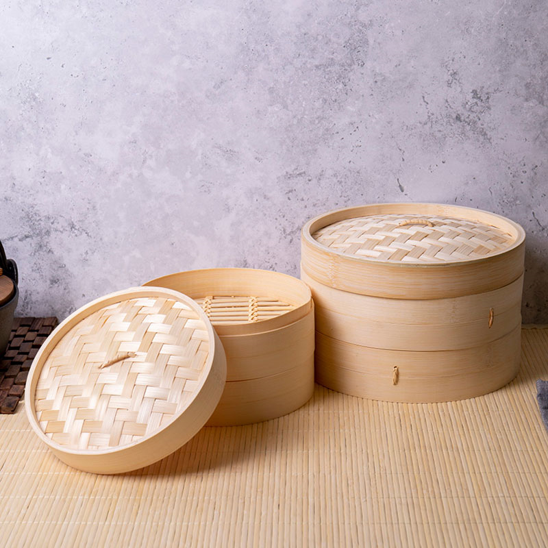 Oriental Two tier bamboo steamer, 25cm-4