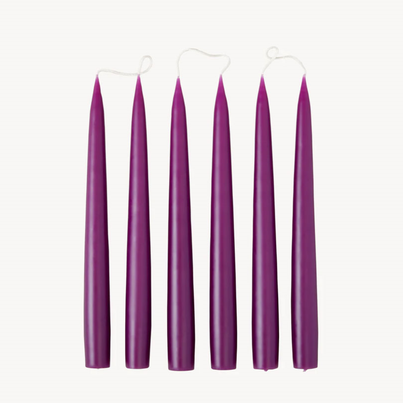 Set of 6 Tapered Dinner Candles, H25cm, Dark Heather-0