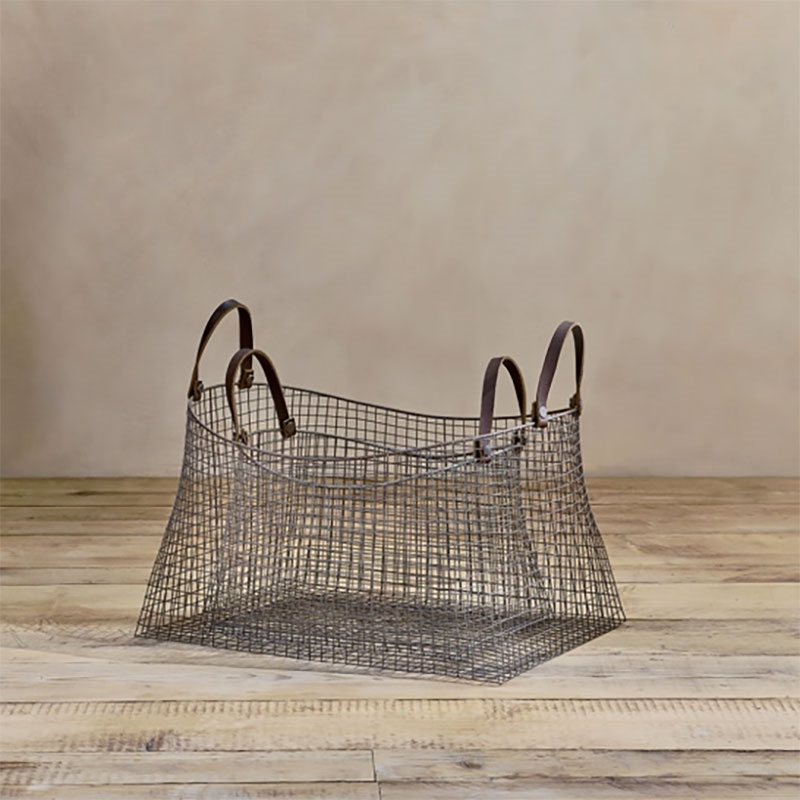 Adah Set of 2 Iron Baskets, Brown-1