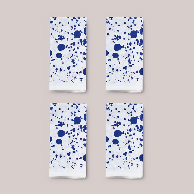 Splatter Set of 4 Napkins, W50 x L50cm, Electric Blue-1