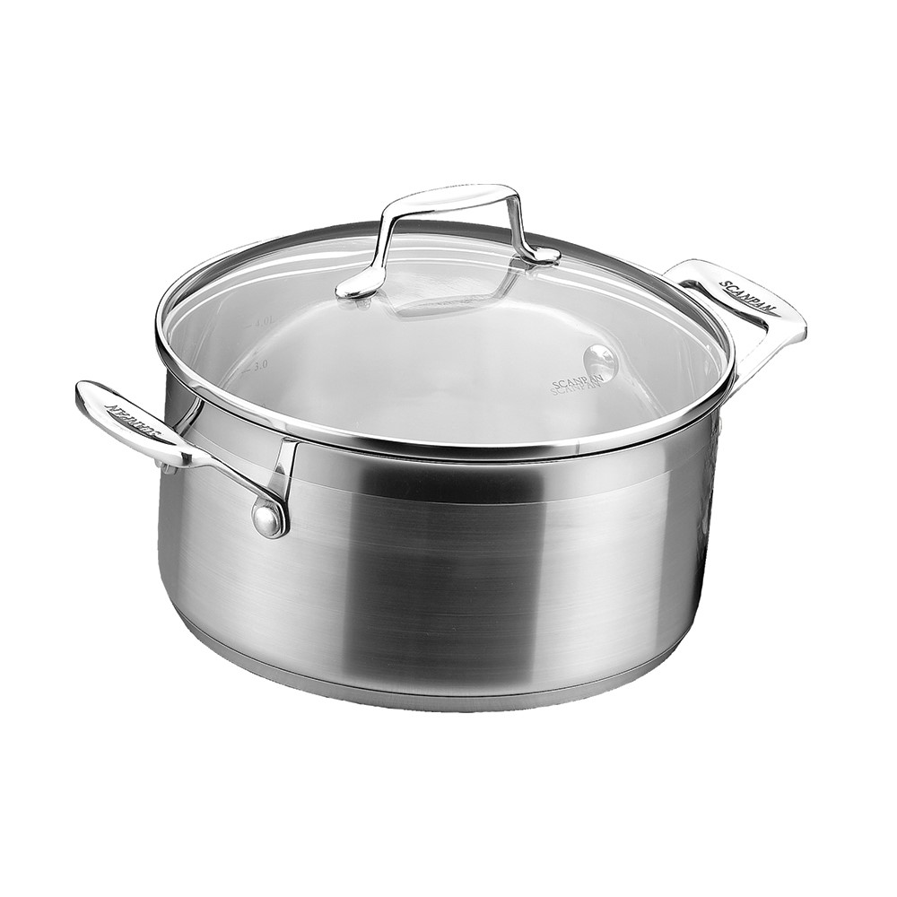 Impact Dutch oven with lid, 2.5 litre - D18cm, Stainless Steel And Glass-0