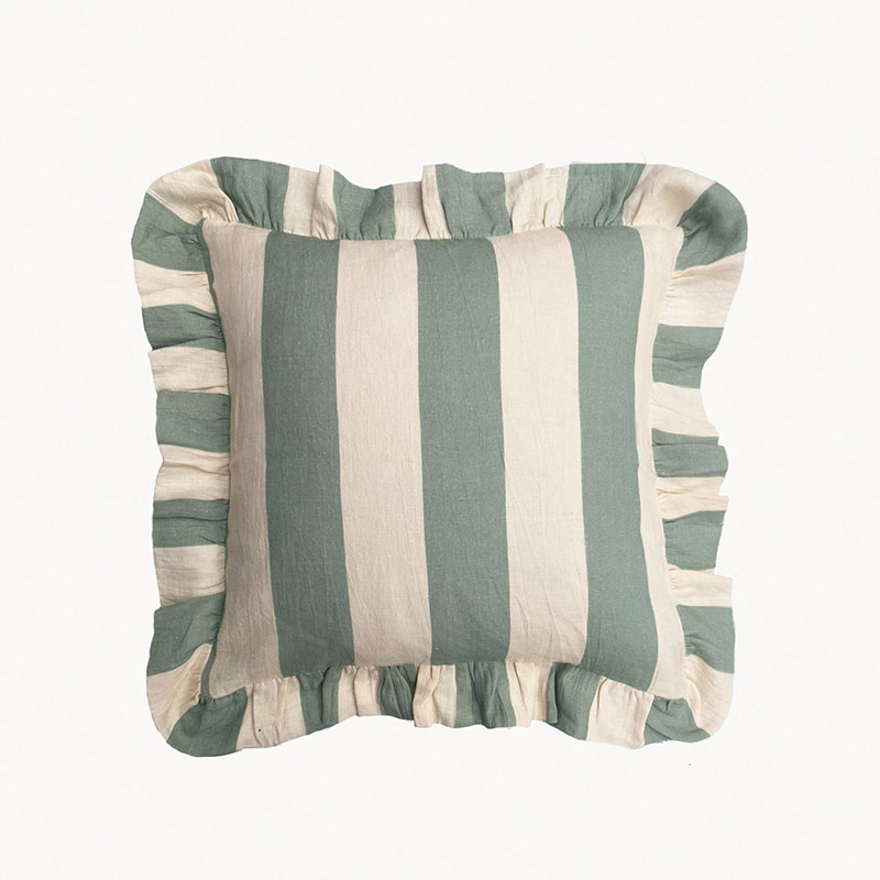 Extra Wide Stripe Cushion Cover, 45 x 45 cm, Sea Green-1