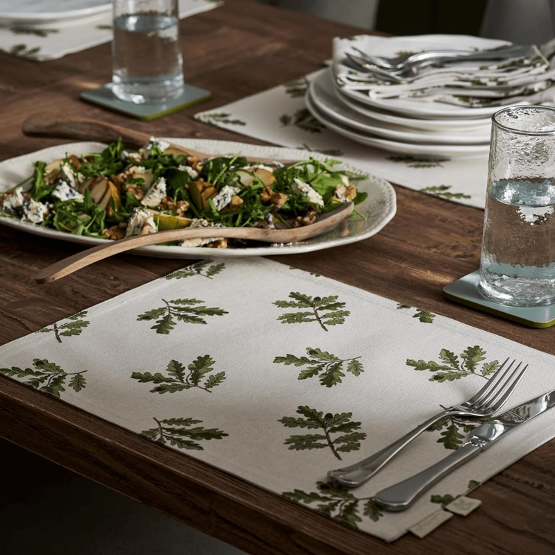 Acorn &  Oak Fabric Placemat, L30 x W40cm, Natural-0