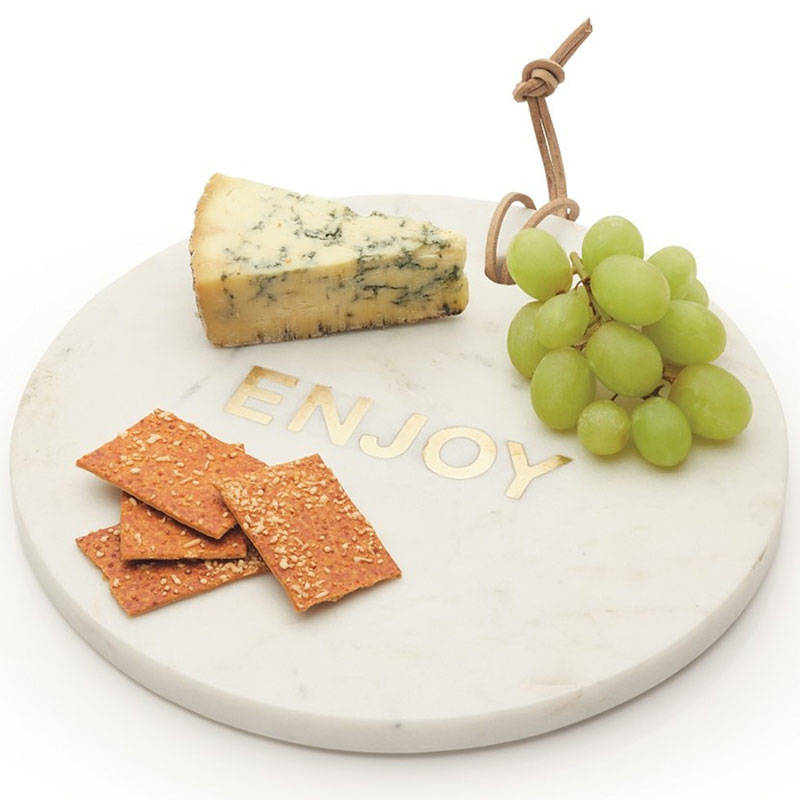 Round marble cheese board, D26 x H2cm, White-4