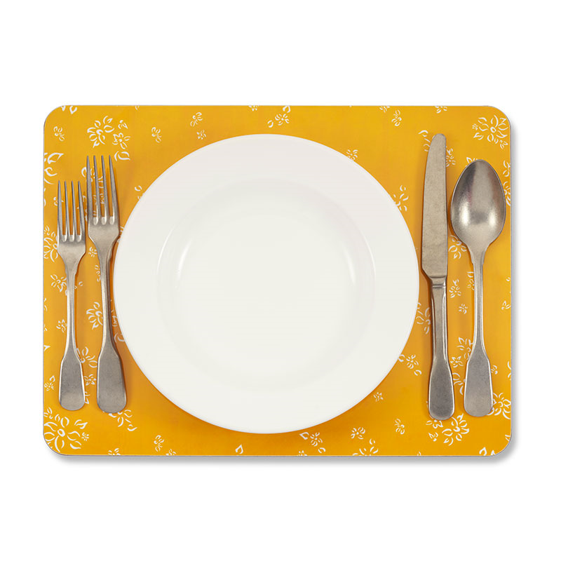 Falling Flower Rectangle Placemat, 38 x 29 cm, Lemon Yellow-2