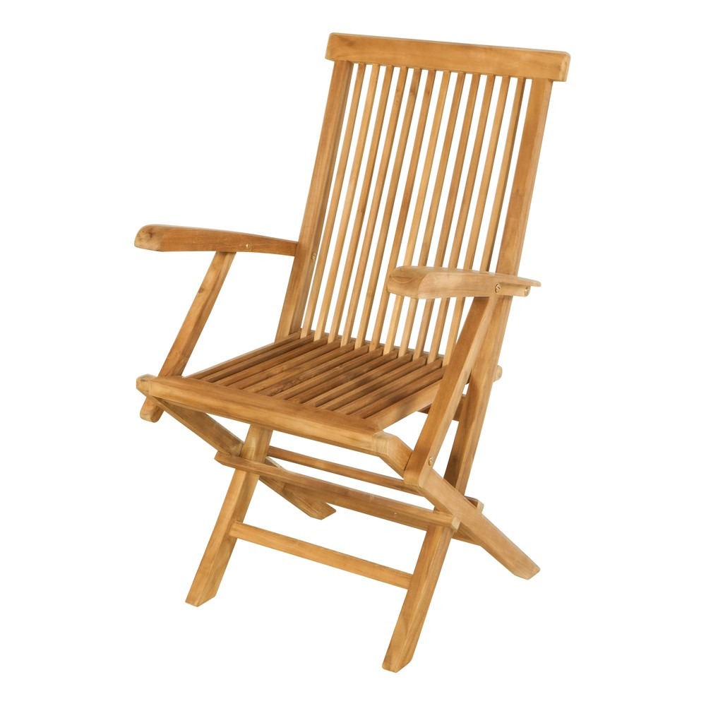 Snapdragon Folding Stacking Carver Chair, Teak-1