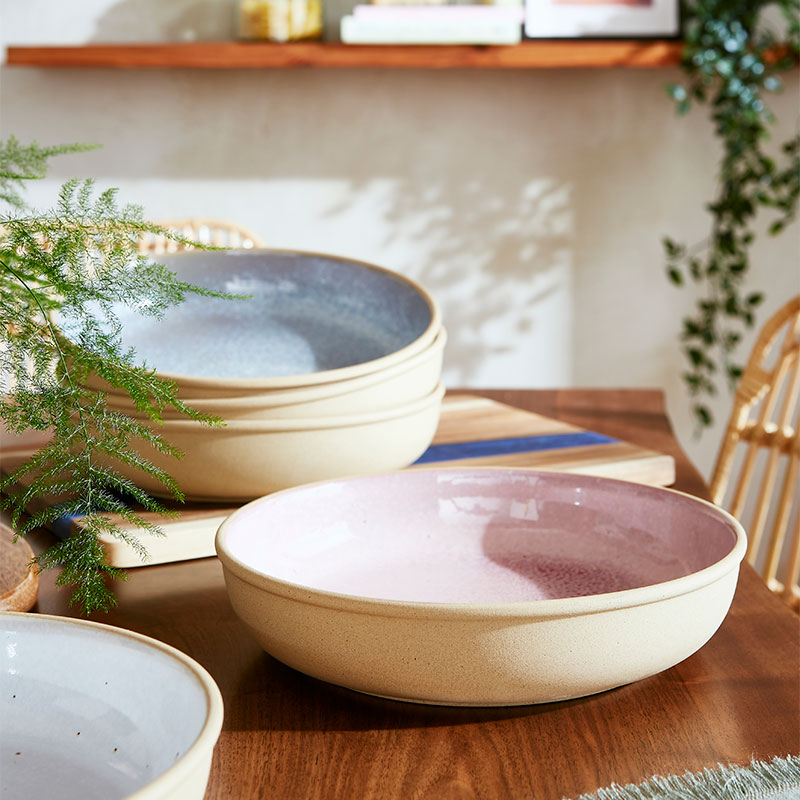 Minerals Set of 4 Low Bowls, D22cm, Rose Quartz-2