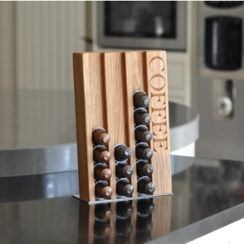 Engraved 'Coffee' Pod Rack, Oak-0