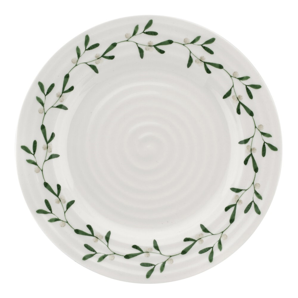 Mistletoe Set of 4 Side plates, Dia20cm, White/ Green-0