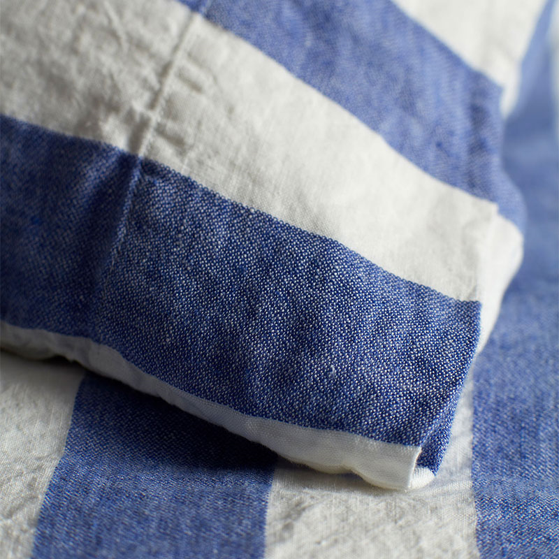 Cora Stripe Linen Housewife Pillowcase, Square, Cobalt-1