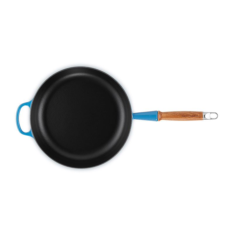 Signature Cast Iron Saute Pan with Wooden Handle, 28cm, Azure-1