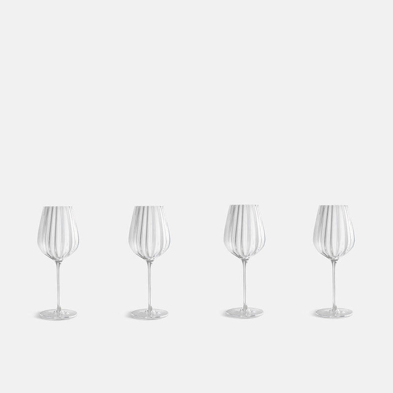 Pembroke Set of 4 White Wine Glasses, Clear-0