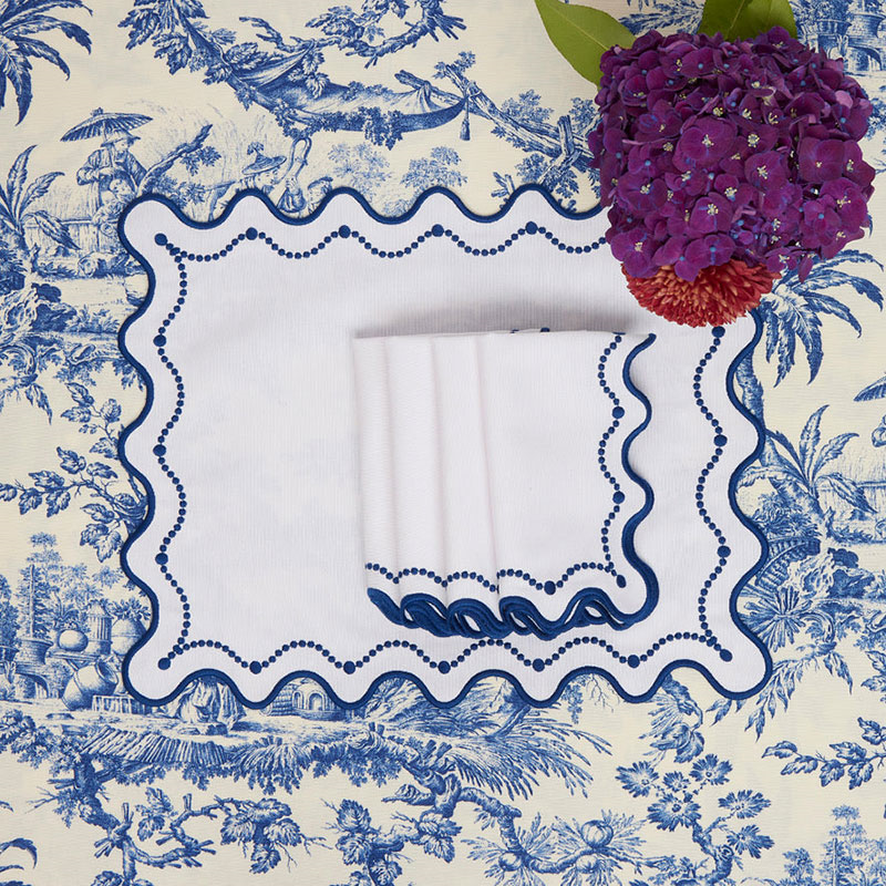 Marni Set of 4 Napkins, L40 x W40cm, Blue &  White-0