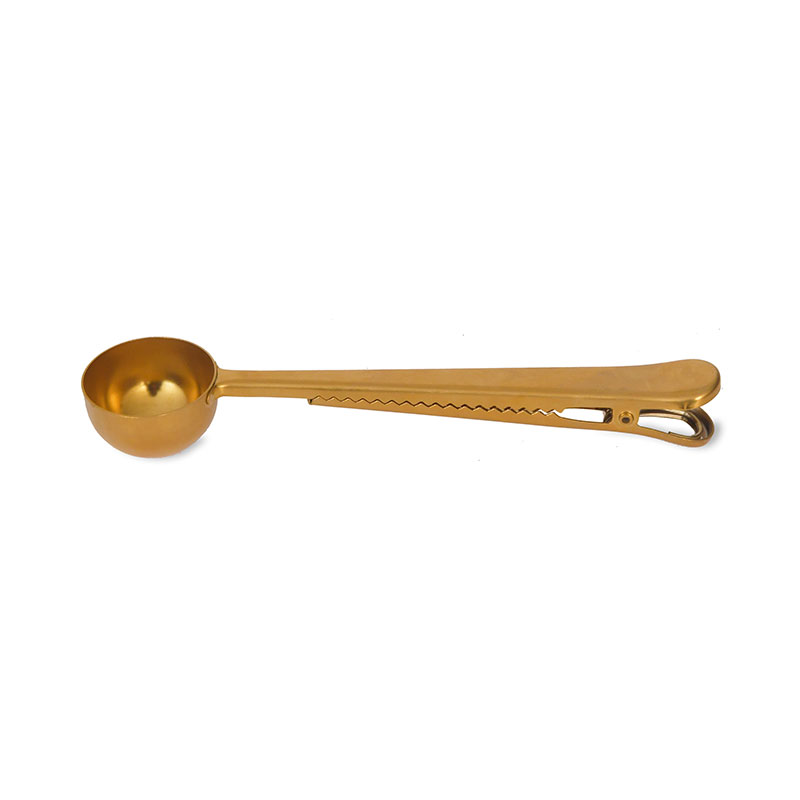 Brompton Coffee Scoop with Clip, Brass Finish-1