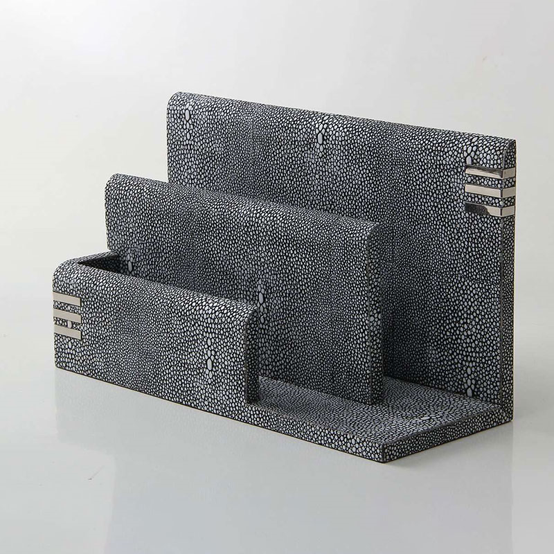 Chandler Letter Rack, 26 x 10 x 15cm, Charcoal Shagreen-0