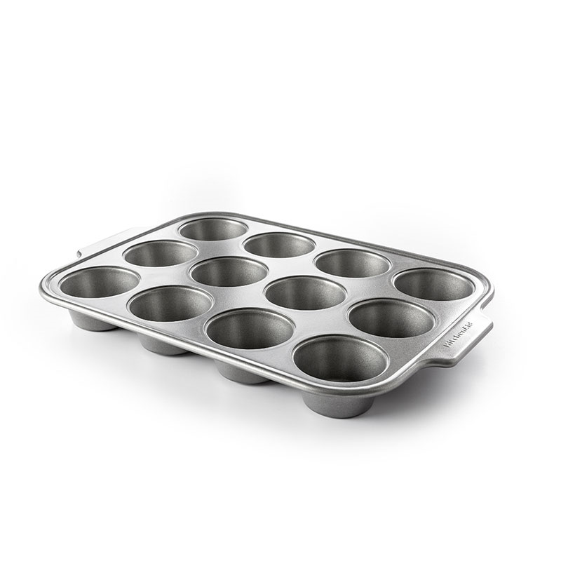 Metal Bakeware 12 Piece Muffin Pan, Grey-0