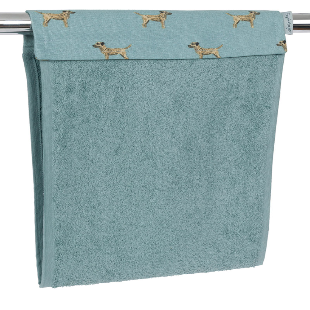 Border Terrier Roller Hand Towel, Teal-2