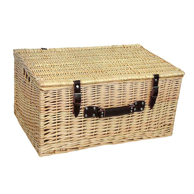 Buff Willow Picnic Hamper with Leather Straps-0