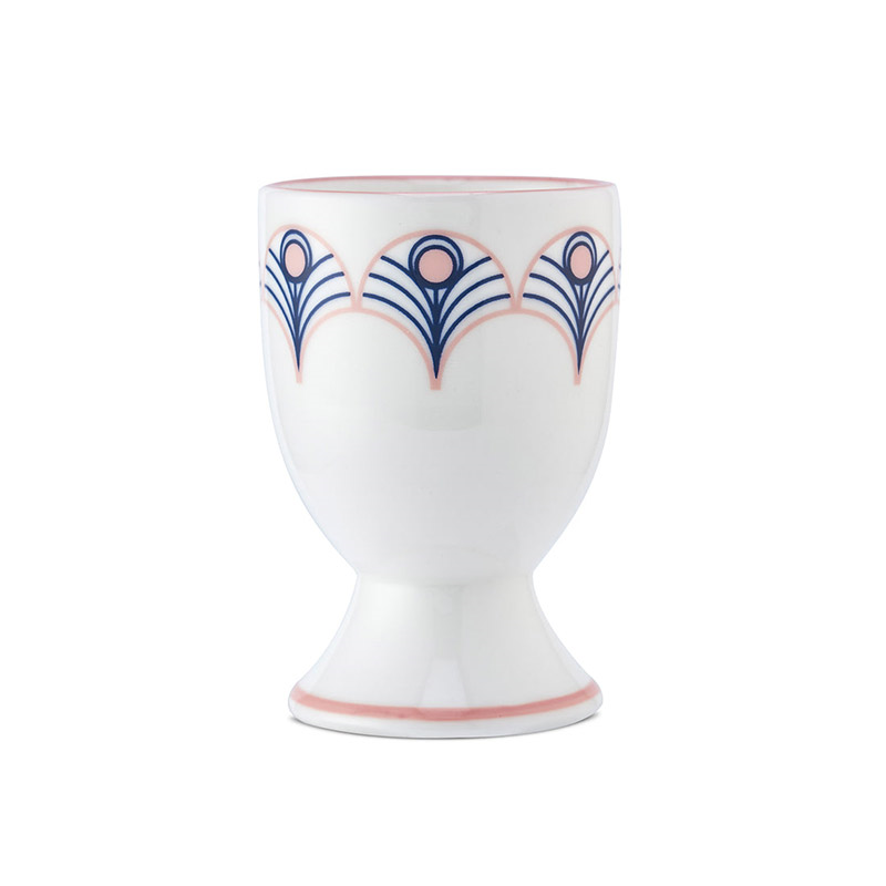 Peacock Egg Cup, H6.5cm, Blue & Blush Pink-0