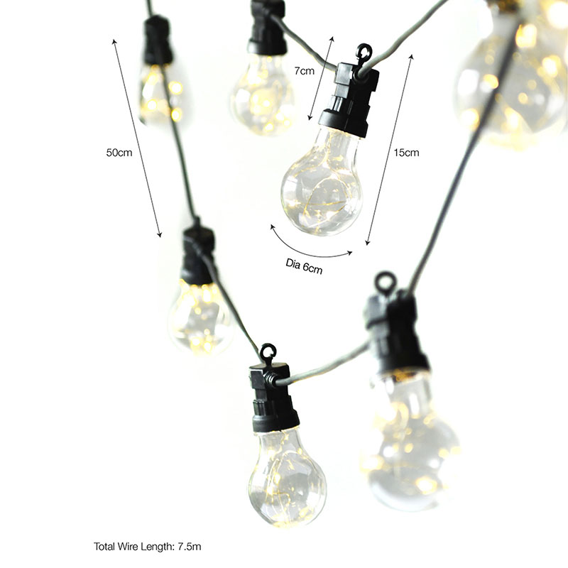 Festoon Lights, 20 Bulbs, Black-3