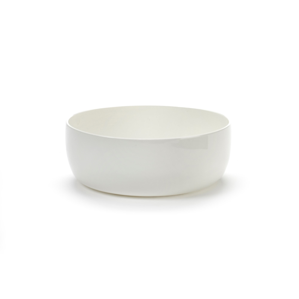 Base Set of 4 glazed low bowls, H6 x D16cm, White-1