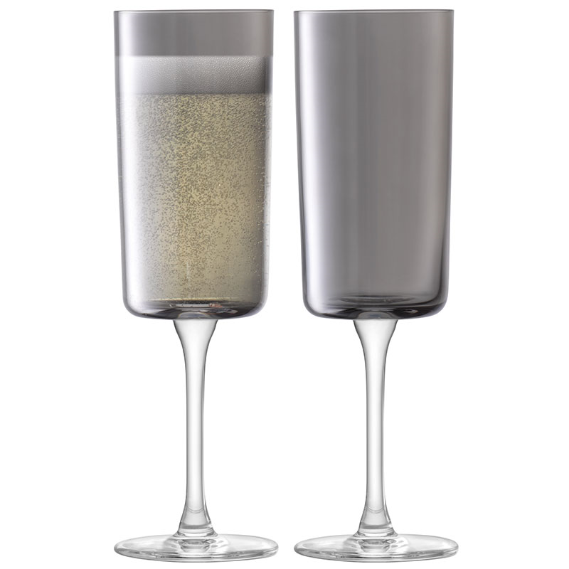 Lunar Set of 2 Champagne Flutes, 210ml, Lunar Grey-1