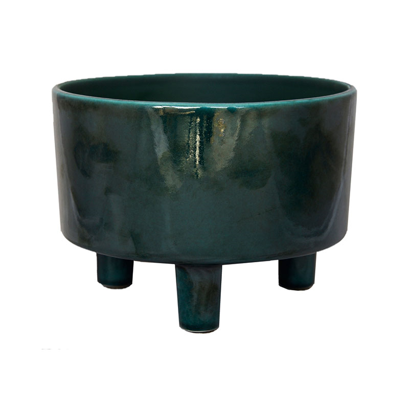 Pisa Bowl planter, H14 x W19 x D19cm, Emerald-1