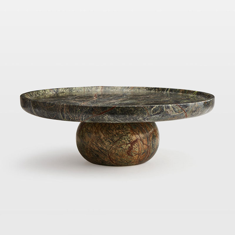 Hermine Cake Stand, Green Marble-0