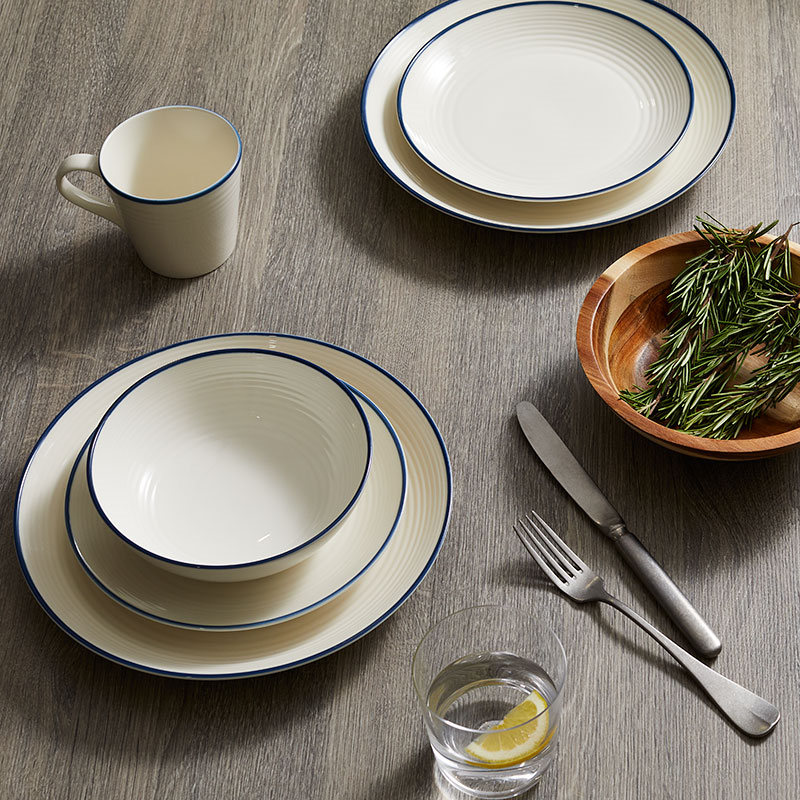 Gordon Ramsay Maze Denim Line 16 Piece Dinnerware Set, White-2