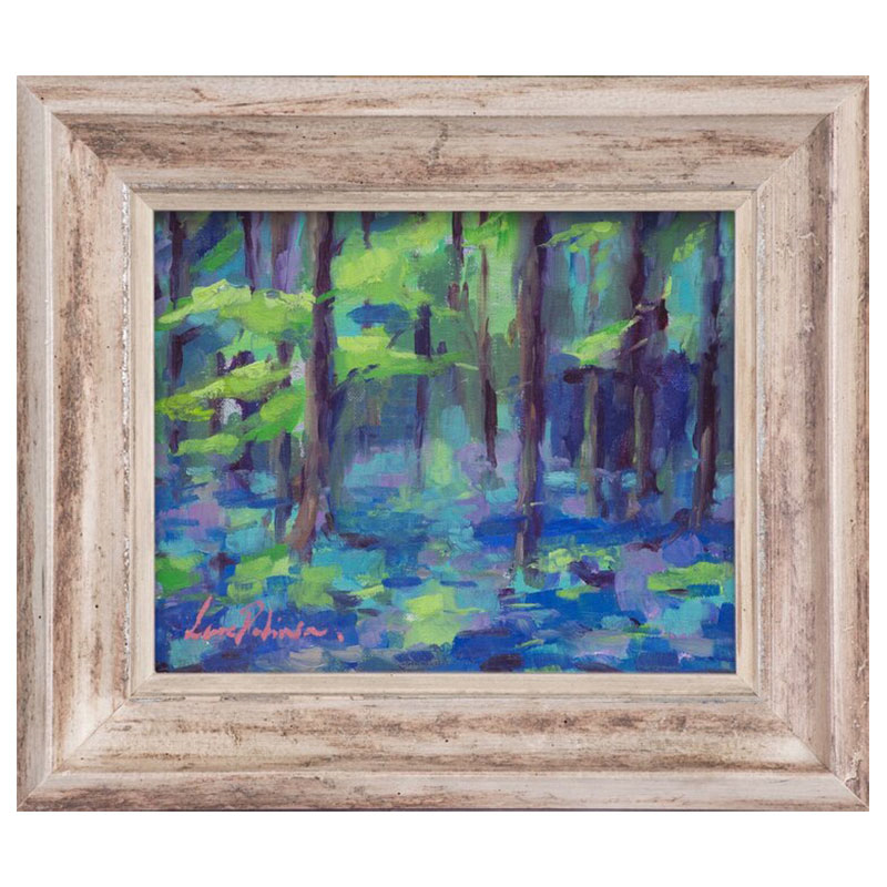 Luminous Forest Framed Oil Painting on Canvas, 30.5 x 28cm, Blue/Green-0