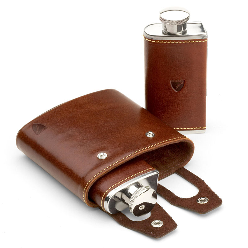 Double Hip Flask, H11.5 x W11.5cm, Cognac-1