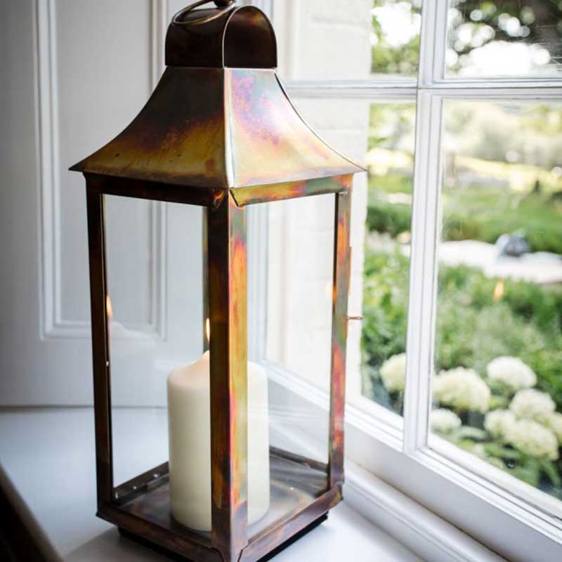 Tonto Lantern, H50cm, Burnished copper/Clear-1