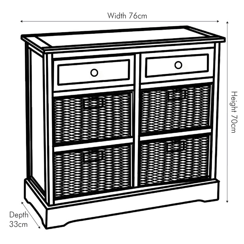 Devonshire 2 Drawer Basket Unit, Grey-9