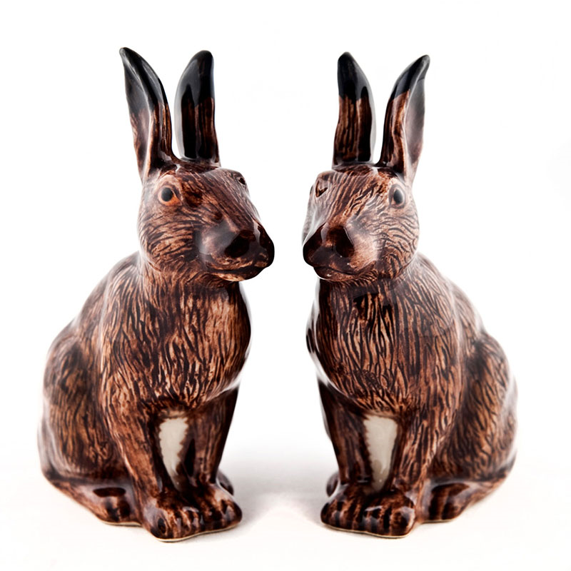 Hare Salt & Pepper Shakers, H10cm, Brown-1