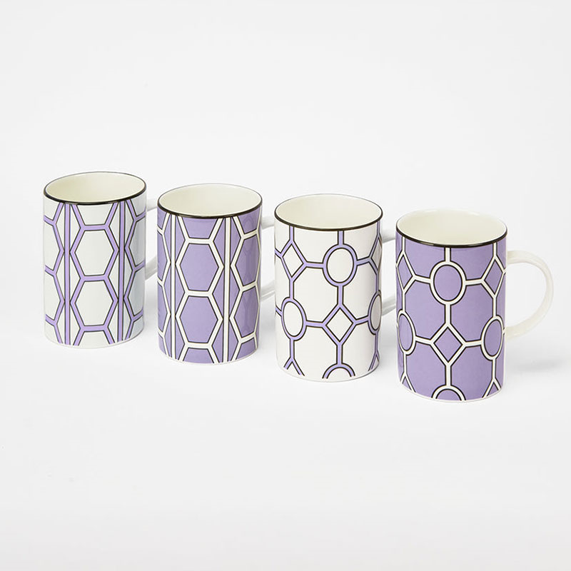 Hex & Hoop Set of 4 Mugs, 350ml, Violet-2