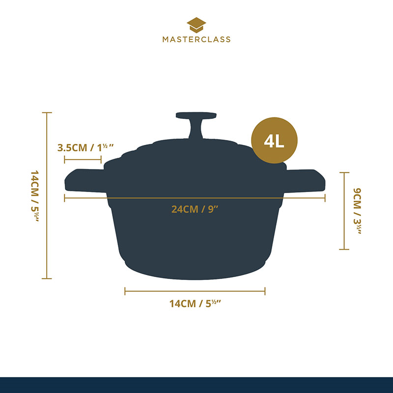 Cast Aluminium Casserole Dish, 1.4L, Black-8