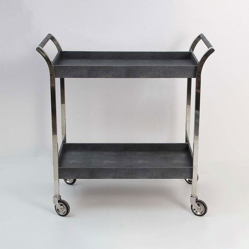 Woodstock Drinks Trolley, Charcoal Shagreen-2