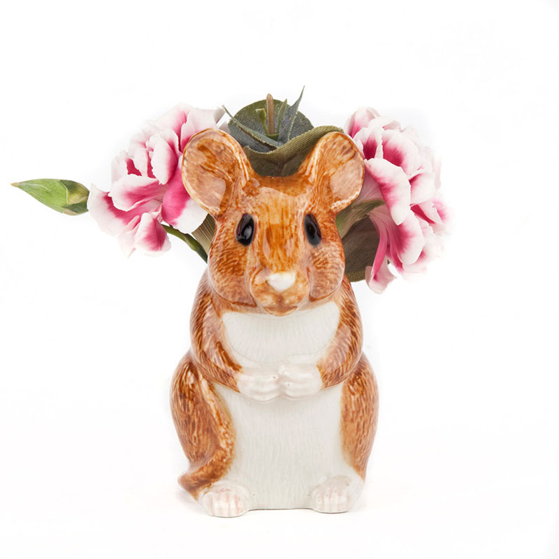 Wood Mouse Bud Vase, H8cm, Brown-1