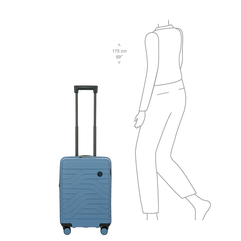 Ulisse Expandable Carry-on Suitcase, H55cm x L37 x W23cm, Grey Blue-7