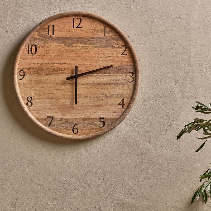 Som Mango Wood Clock, D40cm, Natural-2