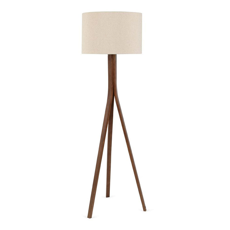 Baxter Wooden Floor Lamp with Shade, H152cm, Dark Wood-0