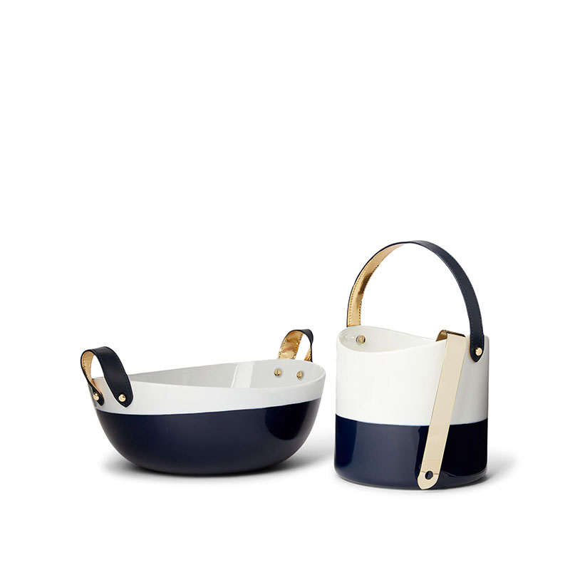 Wyatt Salad bowl, Navy & White-1