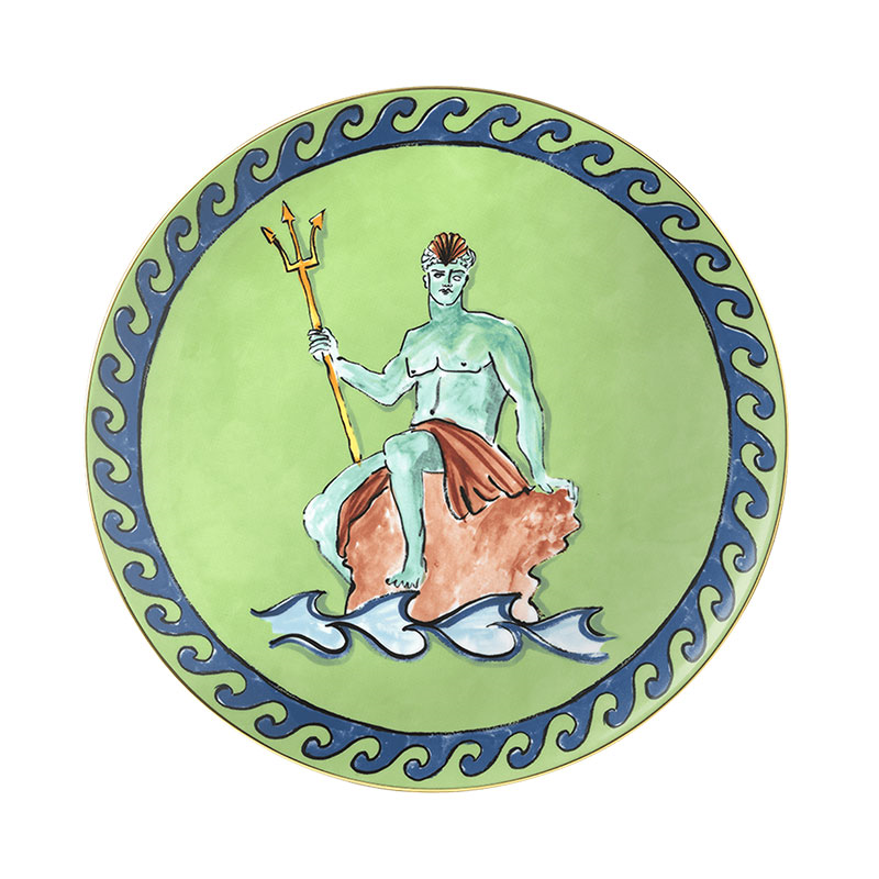 Il Viaggio Di Nettuno Plate, D33cm, Moss Green-0