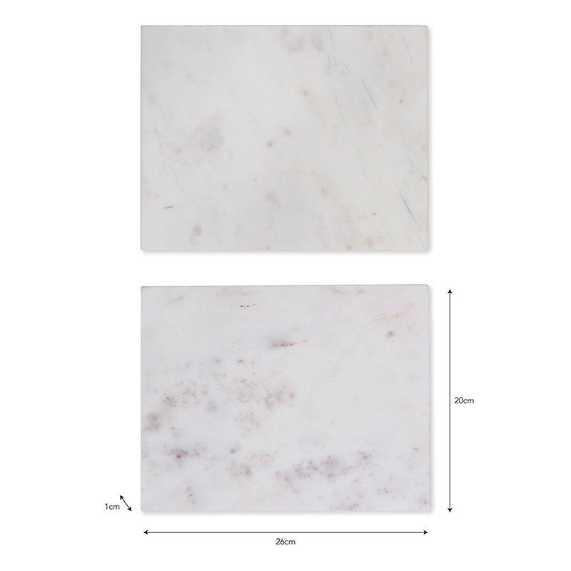 Marble Set of 2 Placemats, 20 x 26cm, White-2