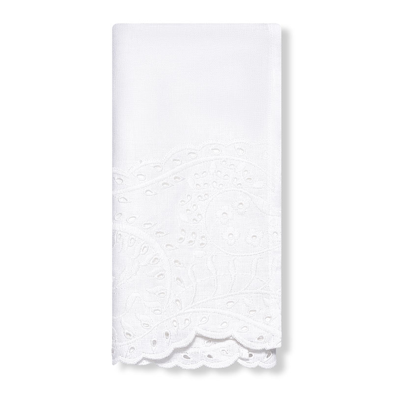 Broderie Anglaise Linen Napkin, 50 x 50cm, White-1