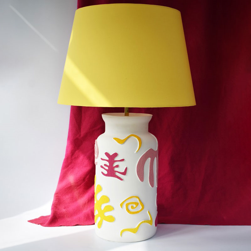 Can Can Table Lamp, H36cm, Pink & Yellow-3