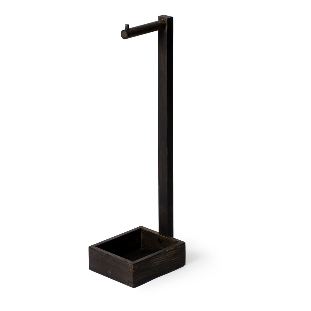 Mezza Freestanding loo roll holder, H60 x W20 x D15cm, Dark Brown-1