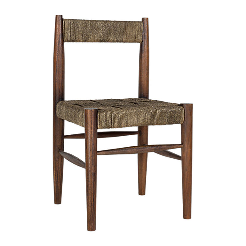 Ranunak Acacia Woven Dining Chair, Washed Walnut-1